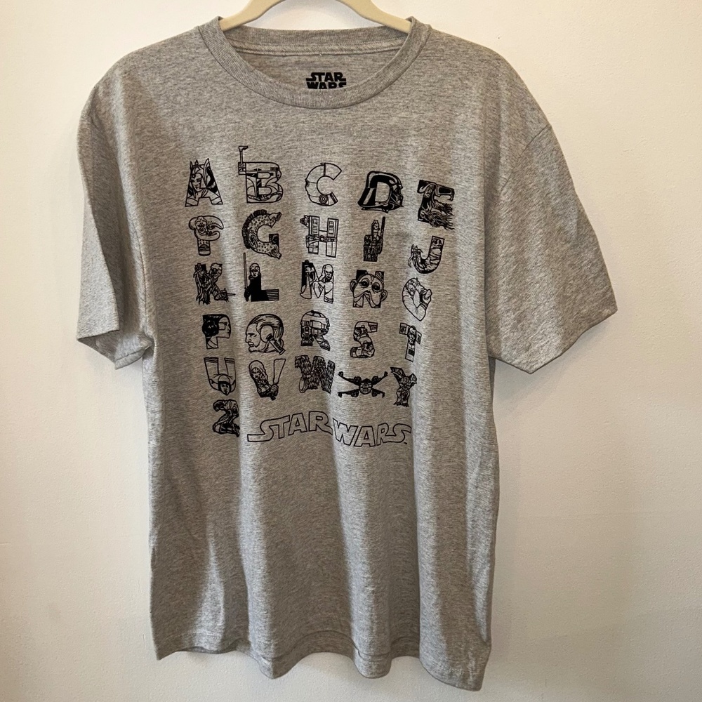 Star Wars Character Alphabet Tee Shirt Gray - Picture 1 of 3
